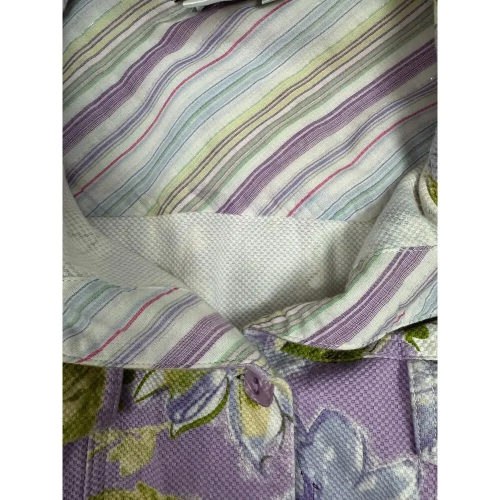 Rough Rider by Circle T Purple Watercolor Floral Trucker Jacket Large Western - Picture 9 of 10